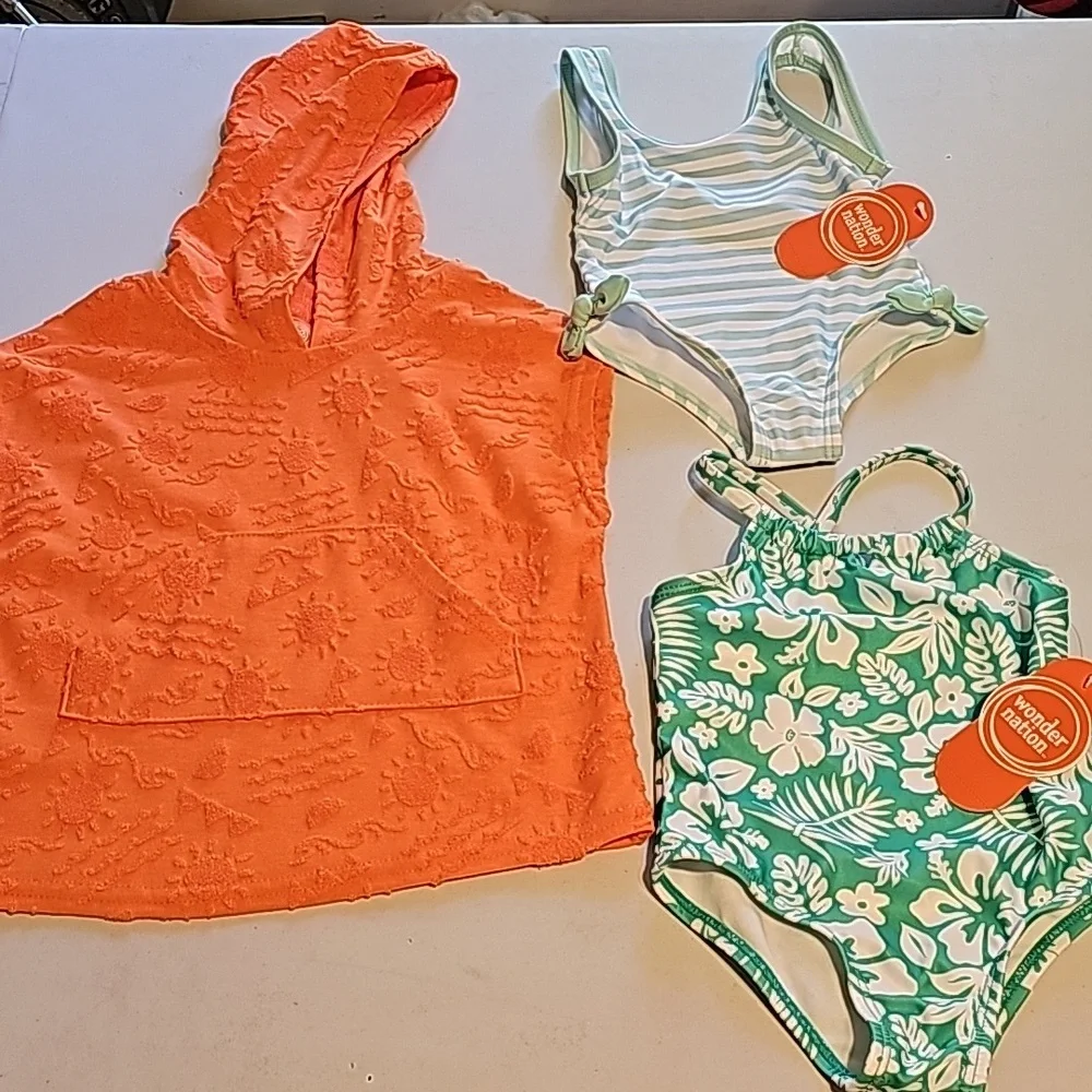 Wonder Nation Baby Girls Swimsuits Coverup ‎ Size 12 m